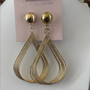 Daisy Fuentes Teardrop multi row swirls goldtone post earrings